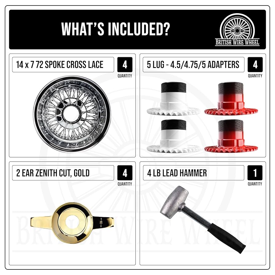 Amazon.com: British Wire Wheel 14x7 Reverse 72 Spoke Cross